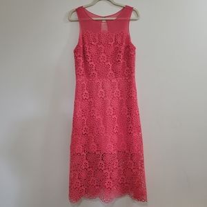 Julia Jordan coral embroidered lace midi dress 10